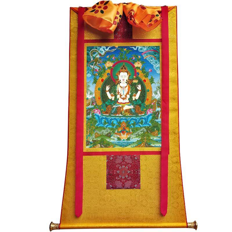 Chenrezig - Tibetan thangka painting, view 6