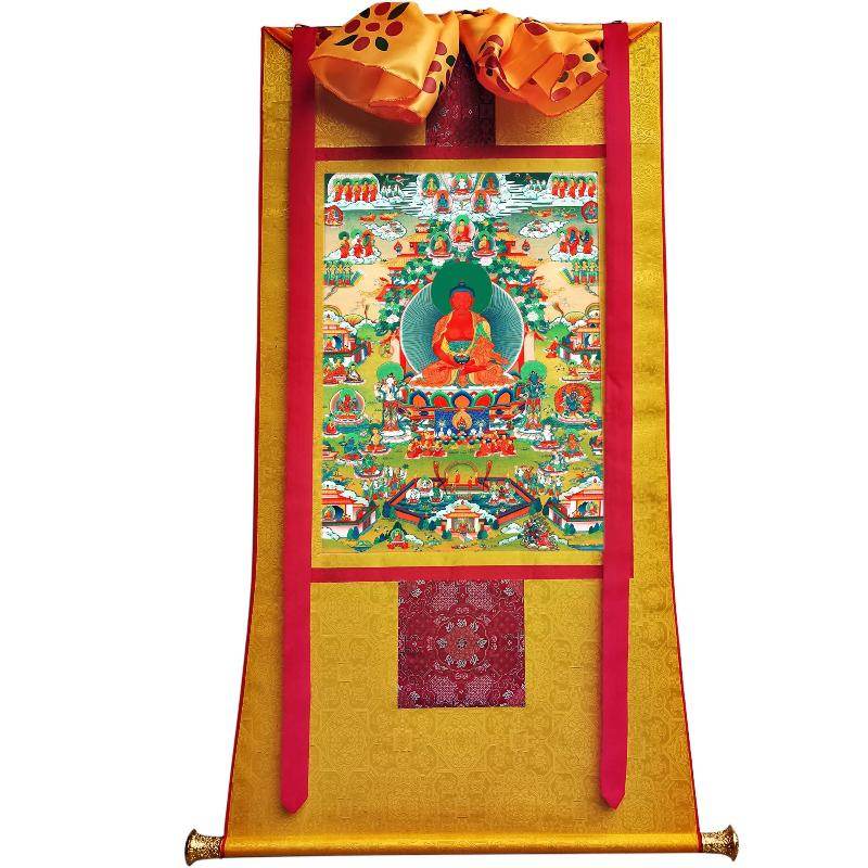 Amidabha in Pure Land - Tibetan thangka painting, view 6