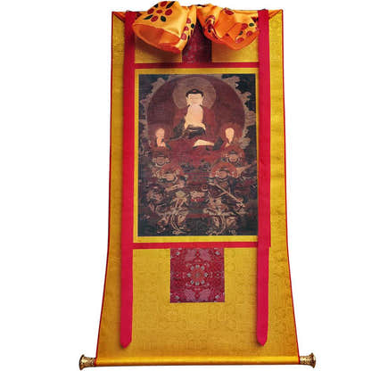 Shakyamuni and the Four Heavenly Kings - Tibetan thangka painting, view 6
