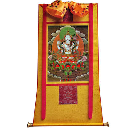 Chenrezig Image - Tibetan thangka painting, view 11
