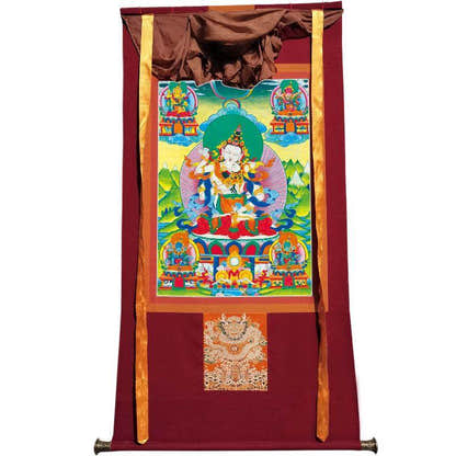 Vajrasattva in Yab Yum - Tibetan thangka painting, view 22