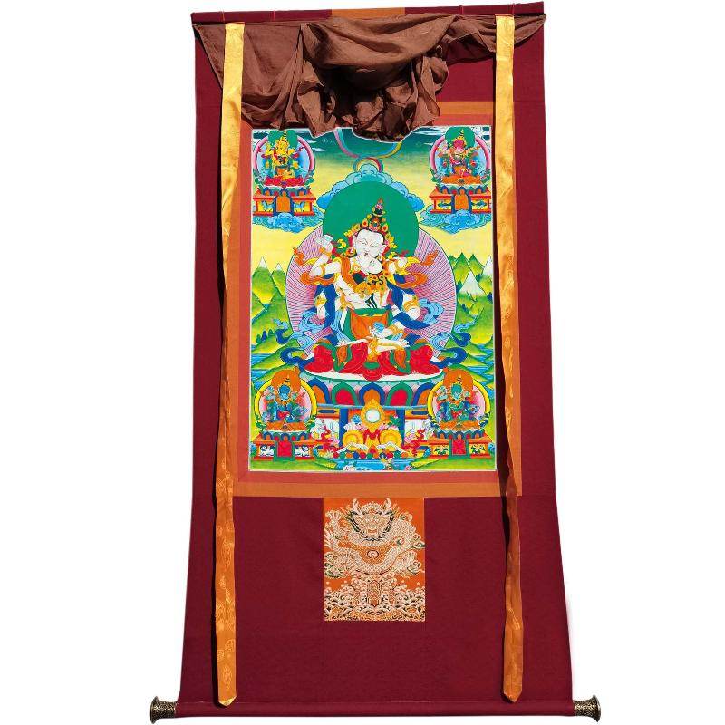 Vajrasattva in Yab Yum - Tibetan thangka painting, view 22
