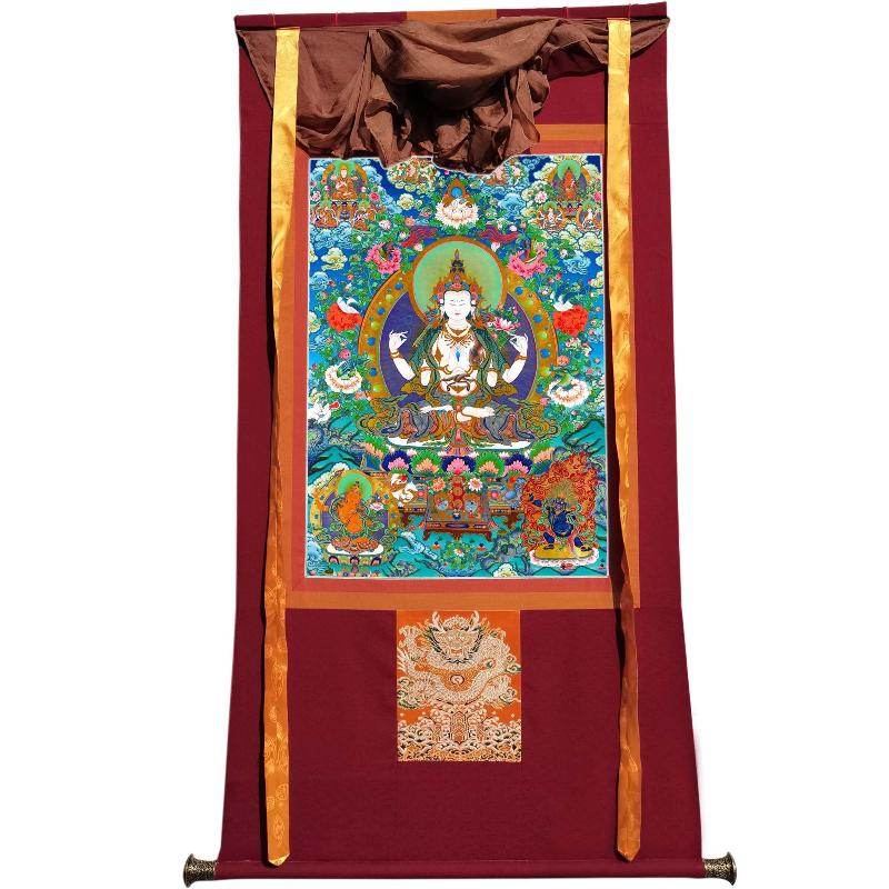 Chenrezig - Tibetan thangka painting, view 7