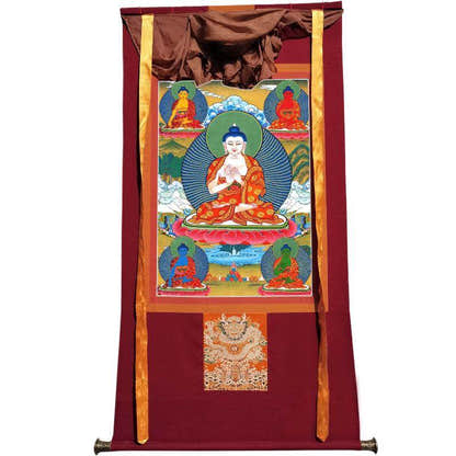 The Mandala of Five Dhyani-Buddhas of Vajradhatu - Tibetan thangka painting, view 7