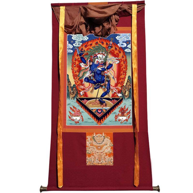 Lion-faced Dakini - Simhamukha - -Simhavaktra -Longsal Sengmar - Tibetan thangka painting, view 7