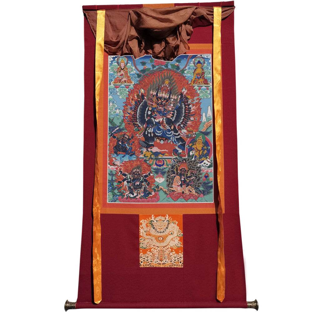 Vajrabhairava / Yamantaka - 17th Century Old Version - Tibetan thangka painting, view 7