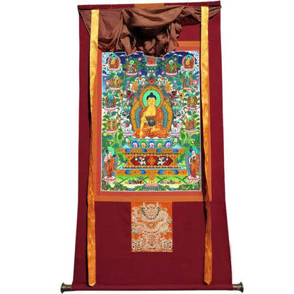 Shakyamuni Thangka - Hand Framed Giclee Printed Tibetan Art - Tibetan thangka painting, view 7