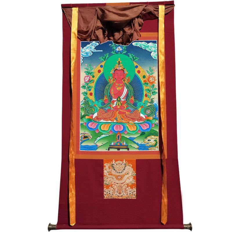 Amitayus - the Buddha of Longevity - Tibetan thangka painting, view 7