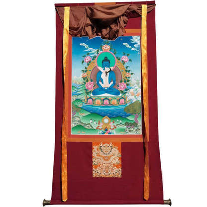 Samantabhadra in Yab Yum - Tibetan thangka painting, view 7
