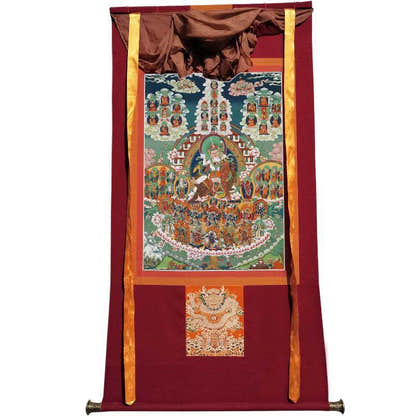 Padmasambhava - Guru Rinpoche on Refuge Tree - Tibetan thangka painting, view 22