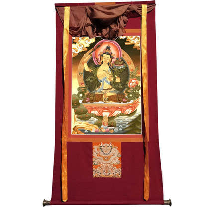 Manjusri Image - Tibetan thangka painting, view 12