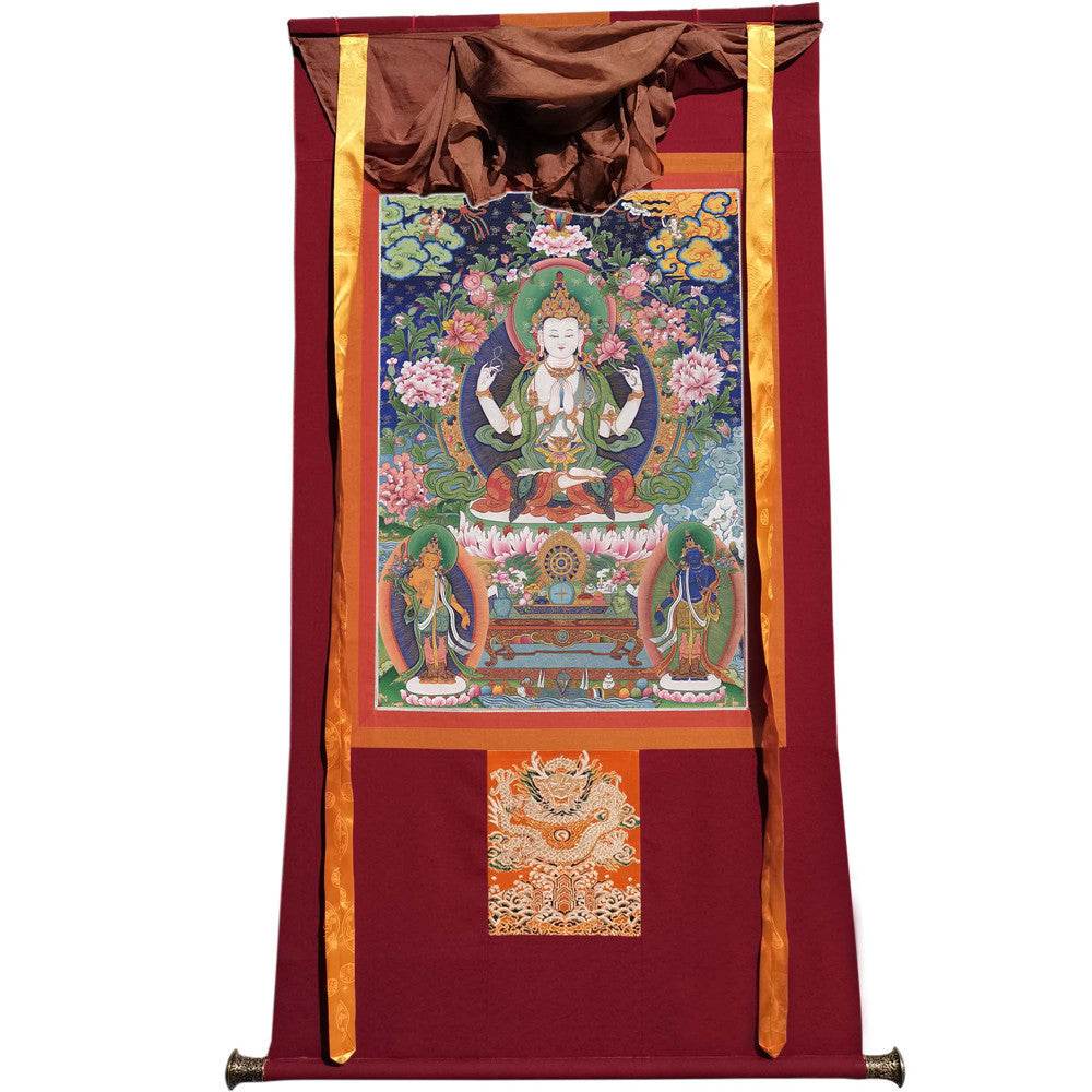 Chenrezig Image - Tibetan thangka painting, view 12