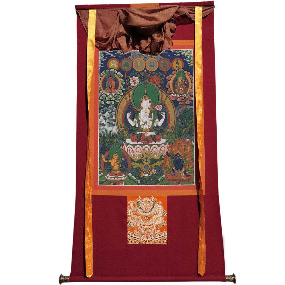 Chenrezig - Tibetan thangka painting, view 7