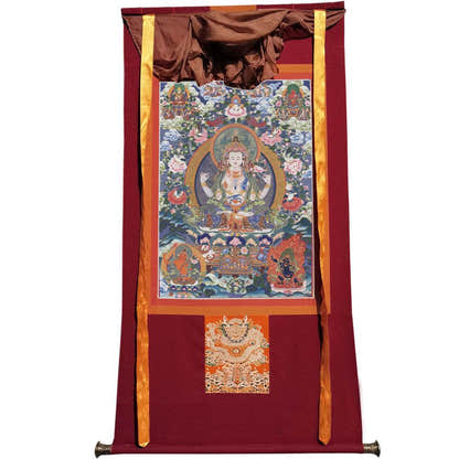 Chenrezig - Tibetan thangka painting, view 7