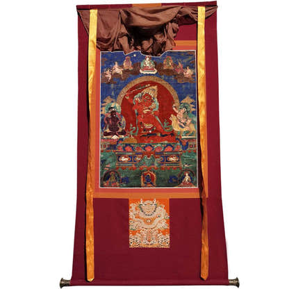Rakta Yamari-Krodharaja - 15th Century Old Version - Tibetan thangka painting, view 7