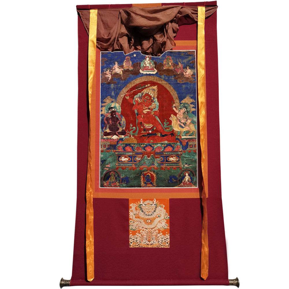 Rakta Yamari-Krodharaja - 15th Century Old Version - Tibetan thangka painting, view 7