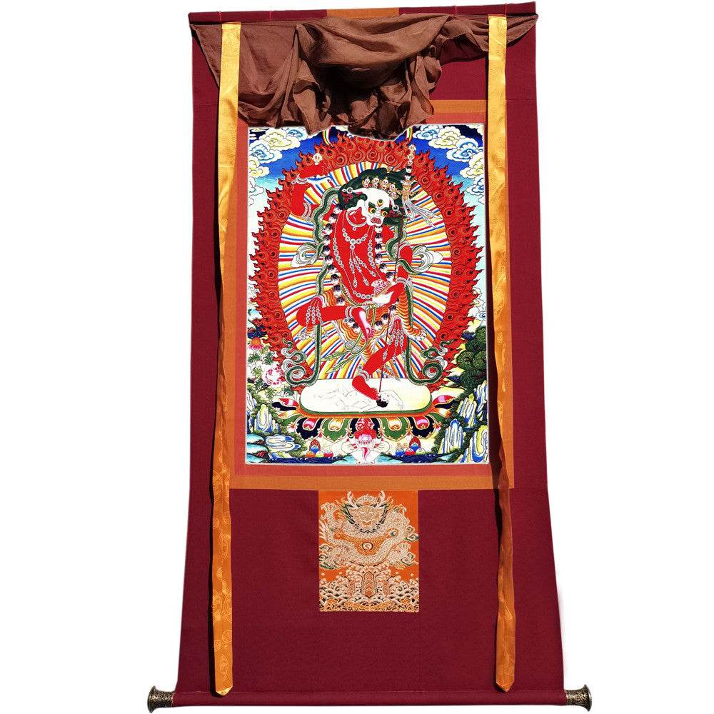 Lion-faced Dakini - Simhamukha - -Simhavaktra -Longsal Sengmar - Image - Tibetan thangka painting, view 12