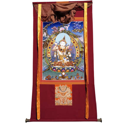 Vajrasattva in Yab Yum - Tibetan thangka painting, view 19