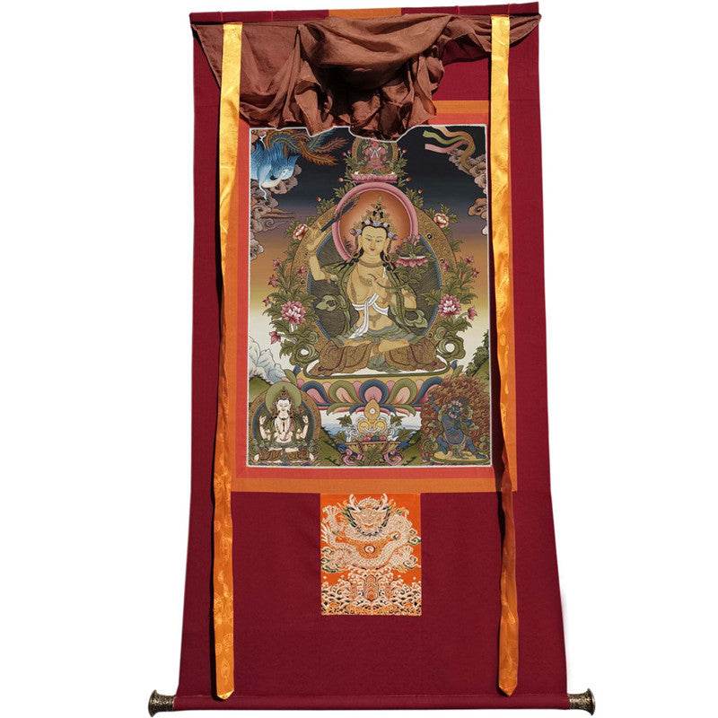 Manjusri Image - Tibetan thangka painting, view 12