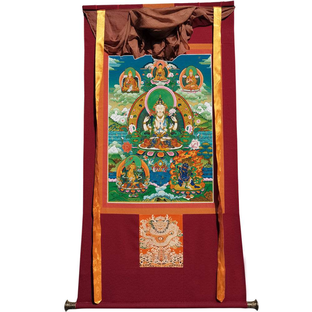 Chenrezig Image - Tibetan thangka painting, view 12
