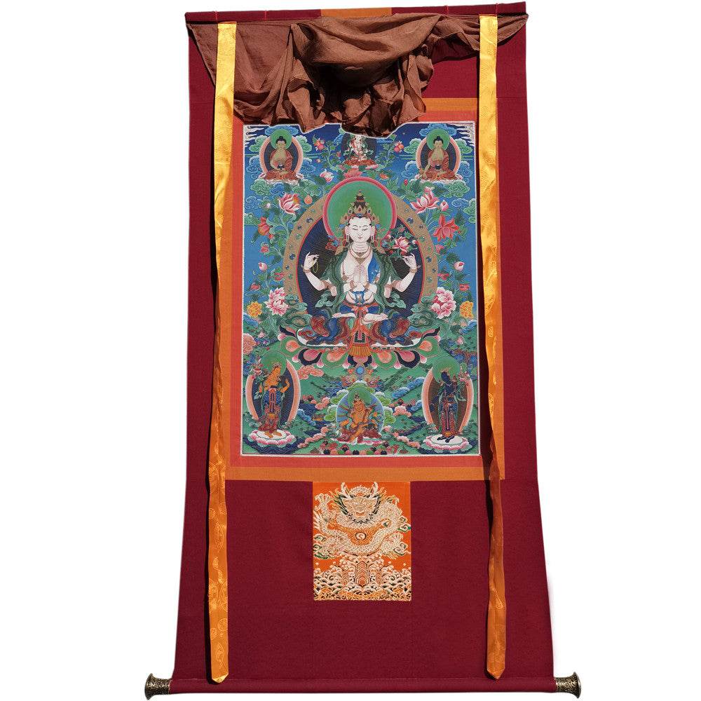 Chenrezig Image - Tibetan thangka painting, view 12
