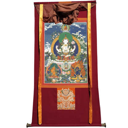 Chenrezig Image - Tibetan thangka painting, view 12