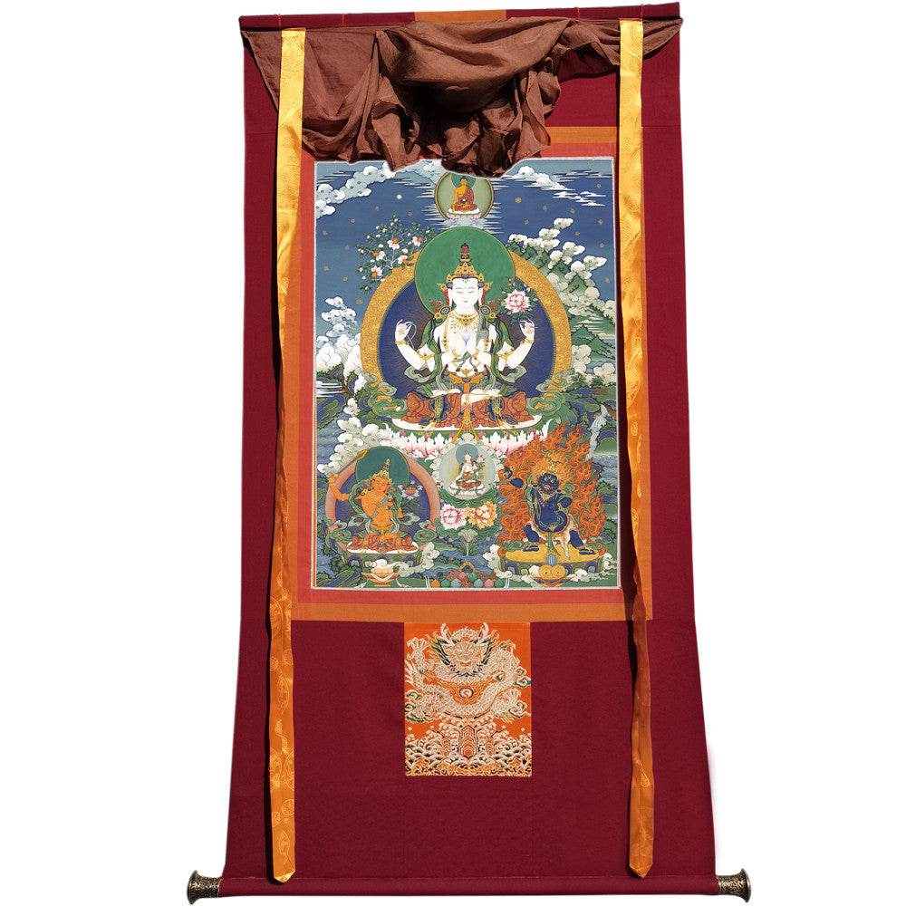 Chenrezig Image - Tibetan thangka painting, view 12