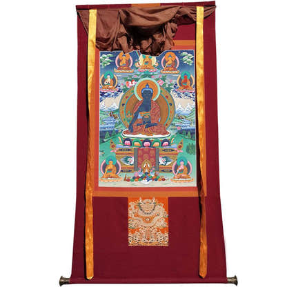 Bhaisajyaguru - Eight Medicine Buddhas - Tibetan thangka painting, view 7