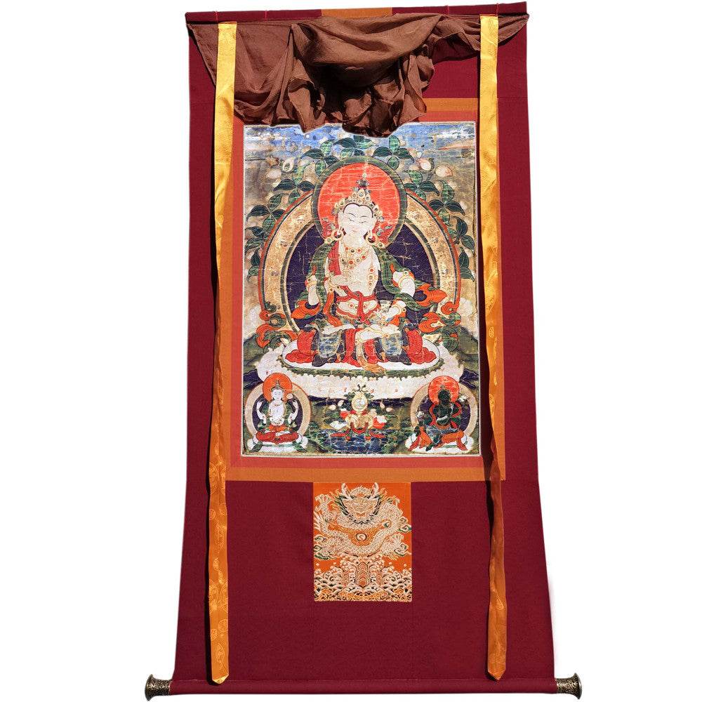 Vajrasattva - 14th Century Old Version - Tibetan thangka painting, view 7