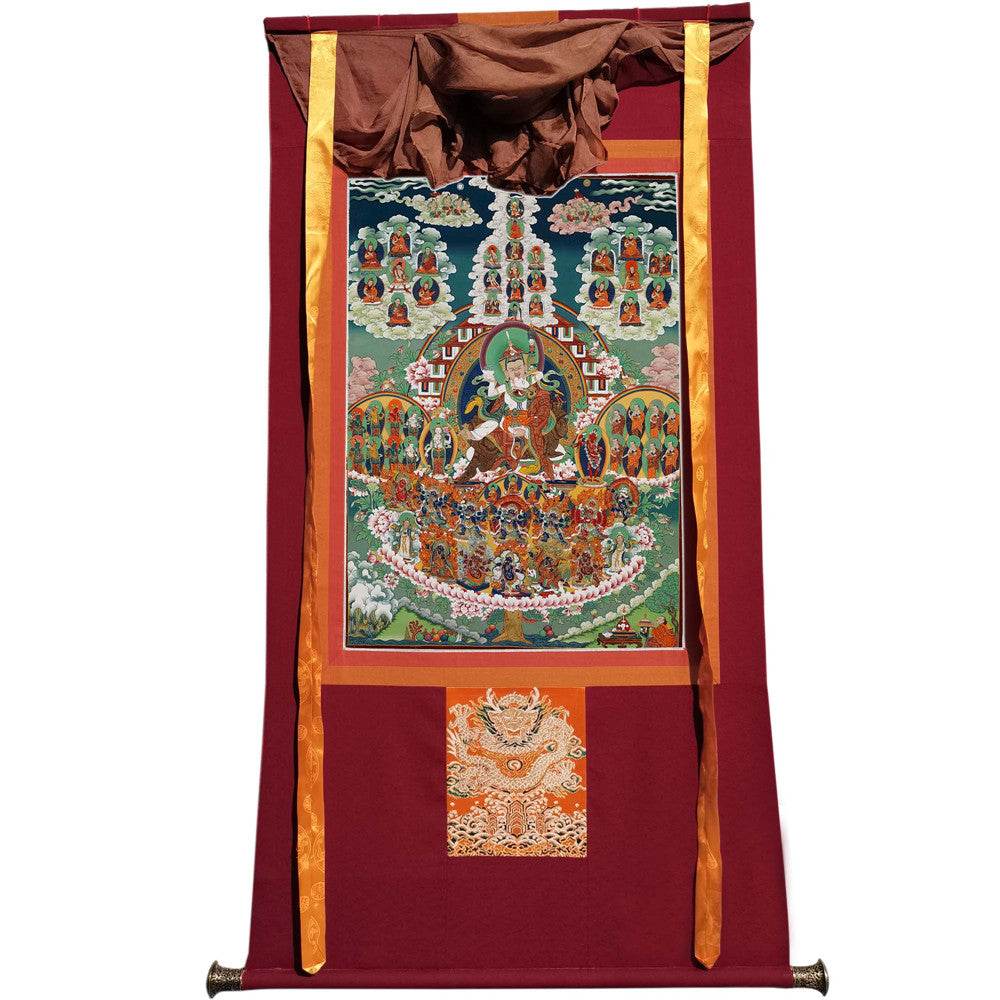 Padmasambhava - Guru Rinpoche Refuge Tree - Tibetan thangka painting, view 7
