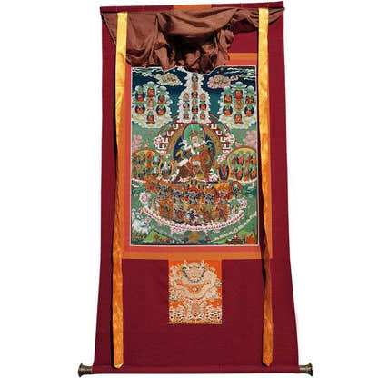 Guru Rinpoche's Refugee Tree Image - Tibetan thangka painting, view 12
