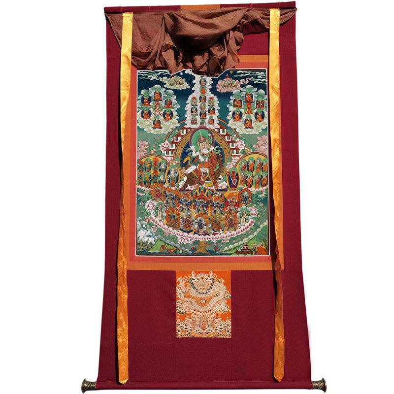 Guru Rinpoche's Refugee Tree Image - Tibetan thangka painting, view 12