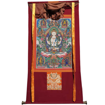 Chenrezig Image - Tibetan thangka painting, view 12