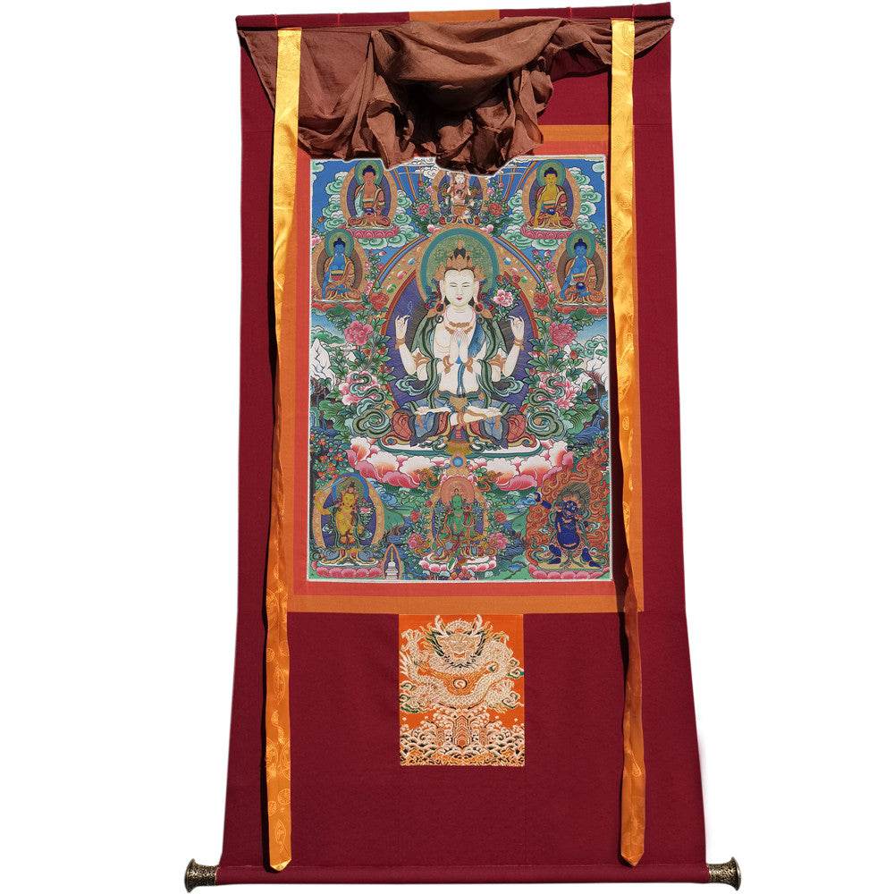 Chenrezig Image - Tibetan thangka painting, view 12