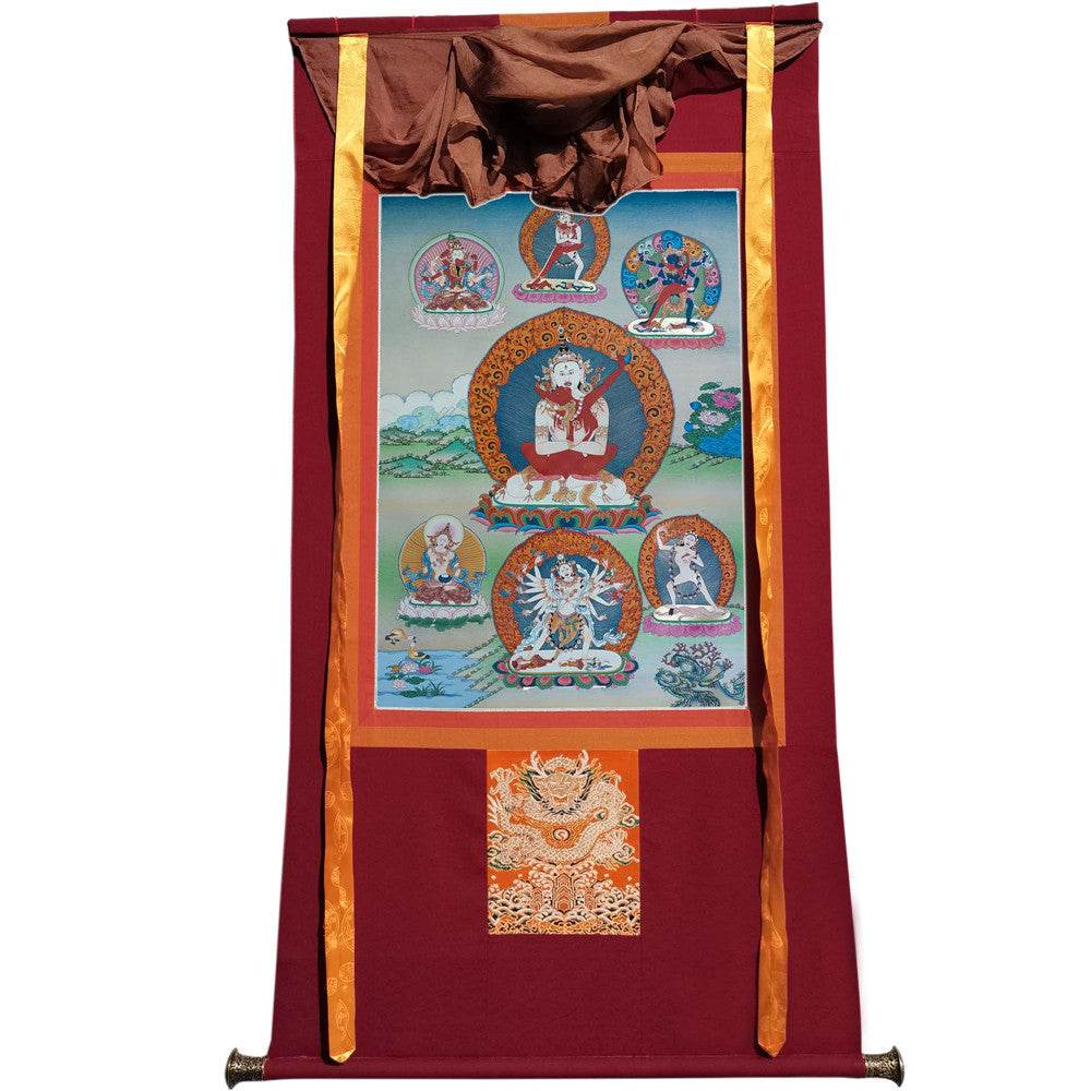 Vajrasattva in Yab Yum - Tibetan thangka painting, view 7
