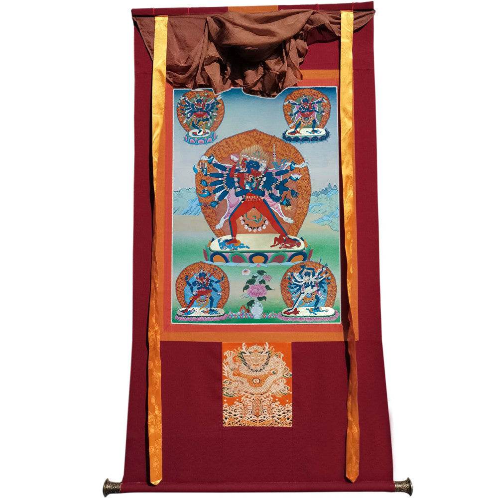 Vajrabhairava / Yamantaka - 17th Century Old Version - Tibetan thangka painting, view 7