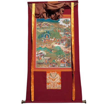 Biography of Shakyamuni Image - Tibetan thangka painting, view 12