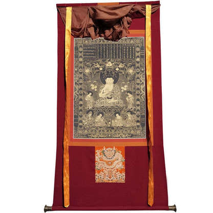 Kanakamuni Buddha Image - Tibetan thangka painting, view 12