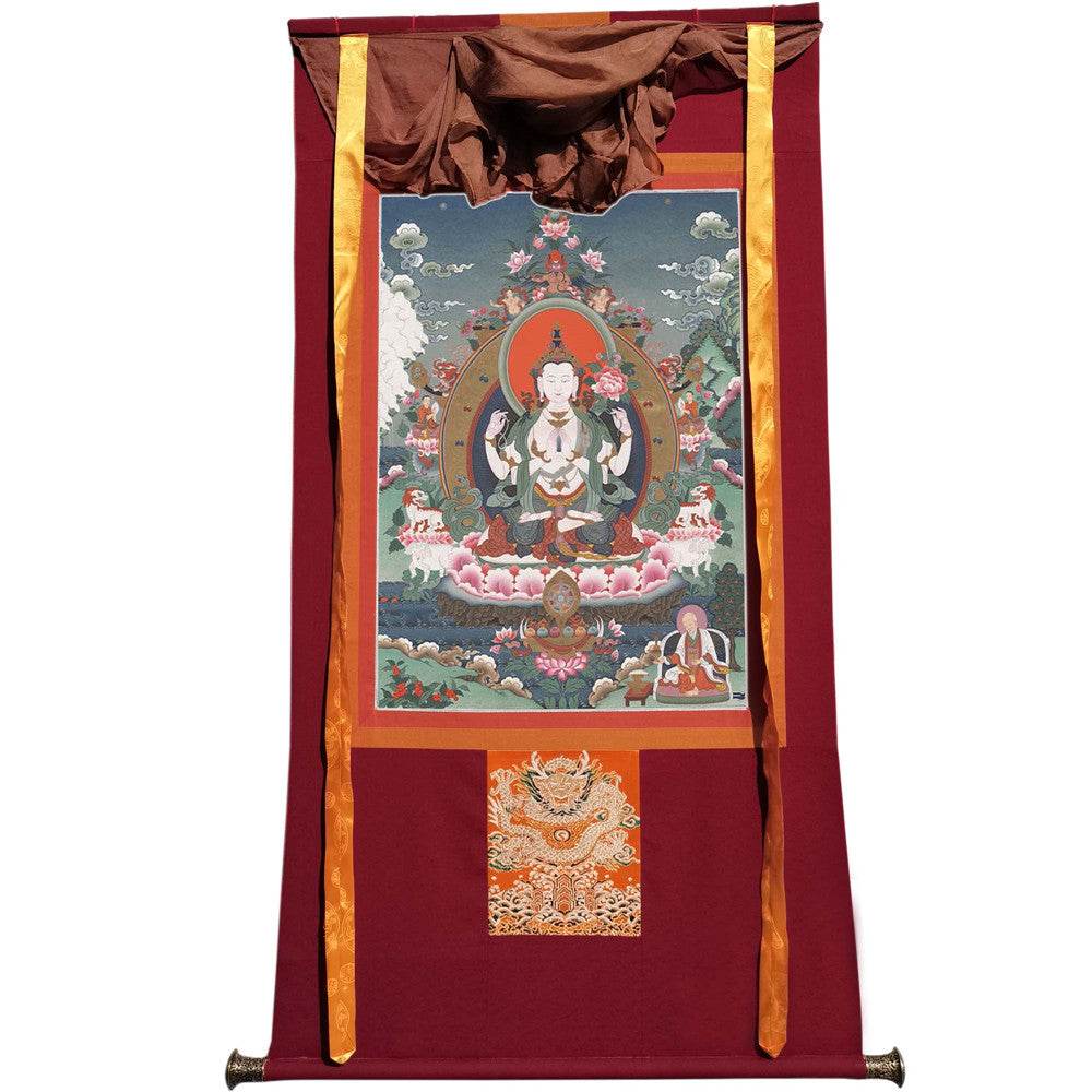 Chenrezig Image - Tibetan thangka painting, view 12