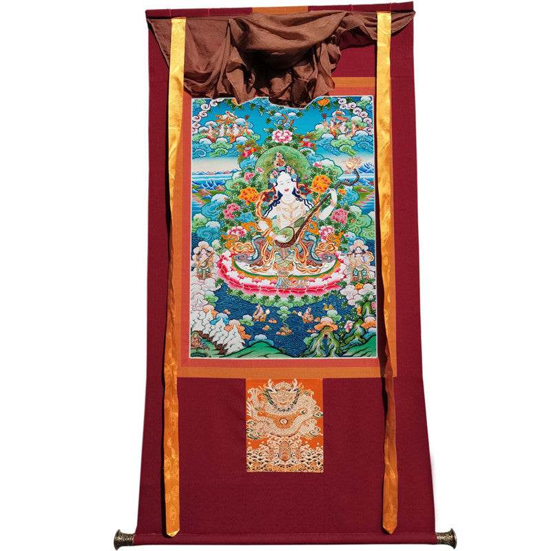 Saraswati Image - Tibetan thangka painting, view 12