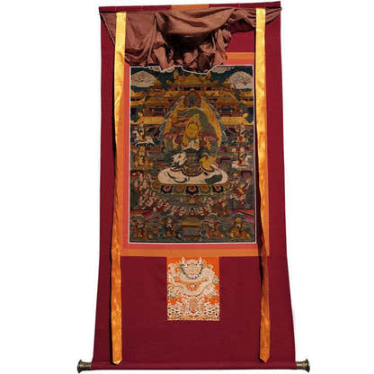 Yellow Jambhala Image - Tibetan thangka painting, view 12