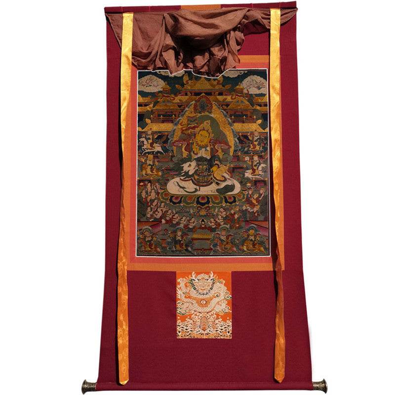 Yellow Jambhala Image - Tibetan thangka painting, view 12