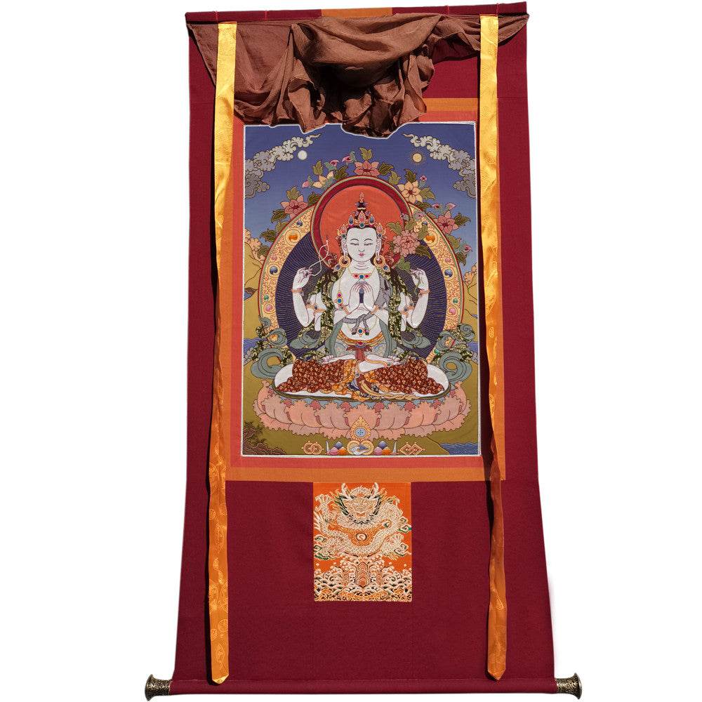 Chenrezig - Tibetan thangka painting, view 7