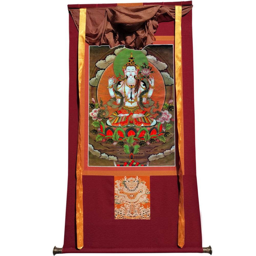 Chenrezig Image - Tibetan thangka painting, view 12