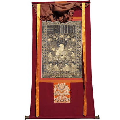 Kanakamuni Buddha - Tibetan thangka painting, view 7