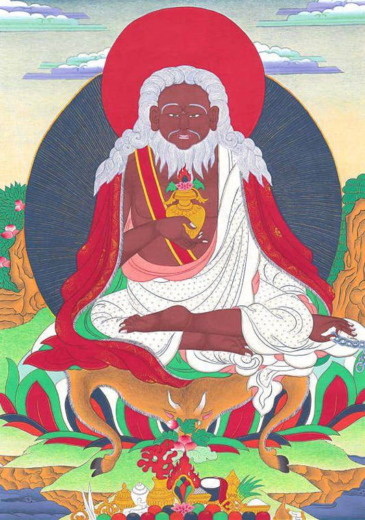 Thangtong Gyalpo - Chakzampa - ཐང་སྟོང་རྒྱལ་པོ་ - Tibetan thangka painting, front view