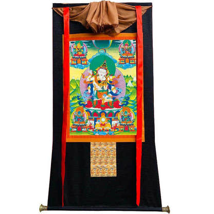 Vajrasattva in Yab Yum - Tibetan thangka painting, view 23