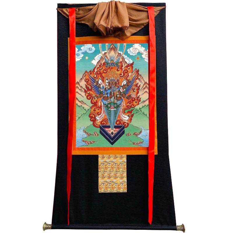 Vajrakilaya - Dorje Phurba - Tibetan thangka painting, view 8