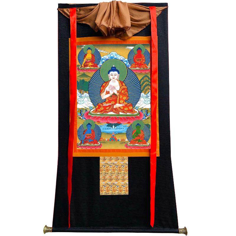 The Mandala of Five Dhyani-Buddhas of Vajradhatu - Tibetan thangka painting, view 8