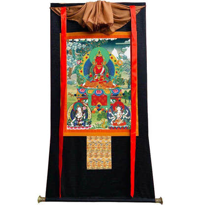 Amitayus - Three Buddhas of Longevity - Tibetan thangka painting, view 8